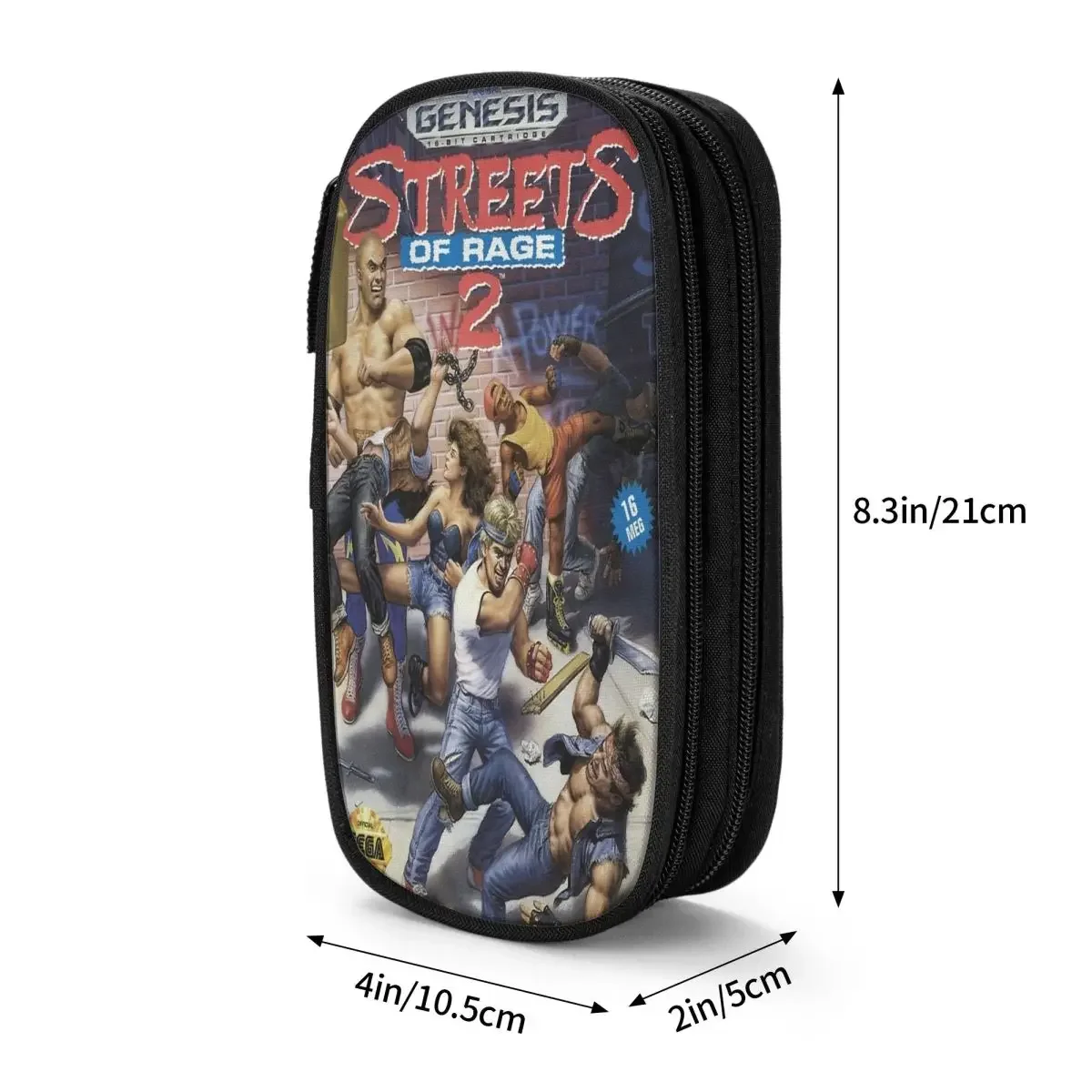 Federmäppchen „Streets Of Rage 2, Kampfspiel, Stift-Bleistiftbeutel für Schüler, große Aufbewahrung, Studenten, Schule, Reißverschluss-Bleistiftbeutel