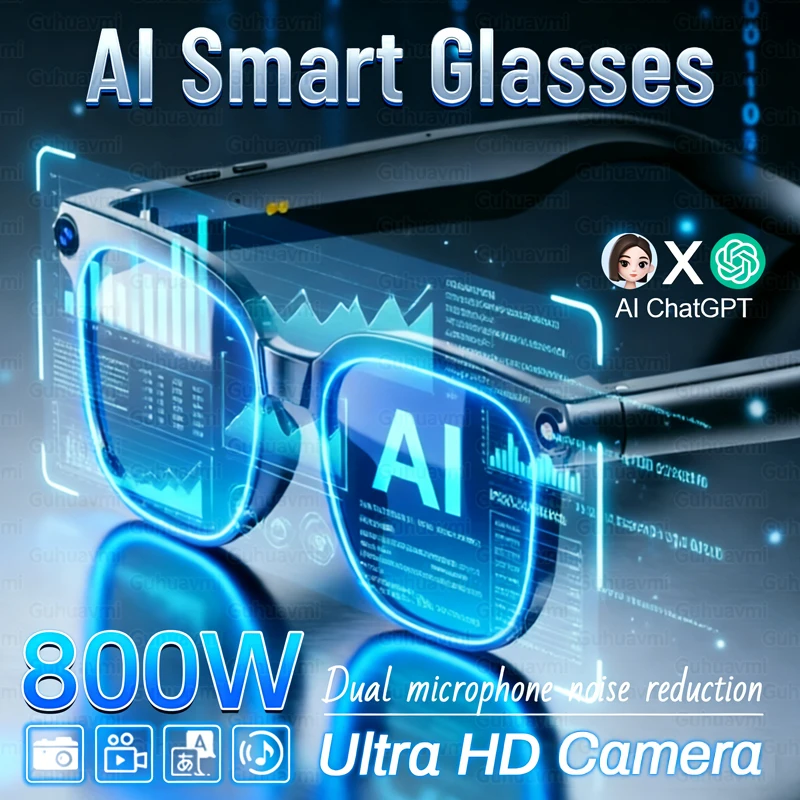 

2026 AI Smart Glasses ChatGPT 800W HD Camera 4K Video Recorder 100+Translation Bluetooth Call Smart Eyeglasses For Travel Work