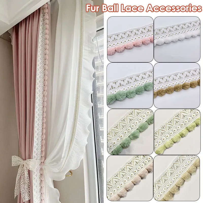 5M Curtain Tassel Fringe Trim Ribbon PomPom Ball Upholstery Curtain Sofa Pillowcase Tablecloth Lace Trim Diy Sewing Accessories