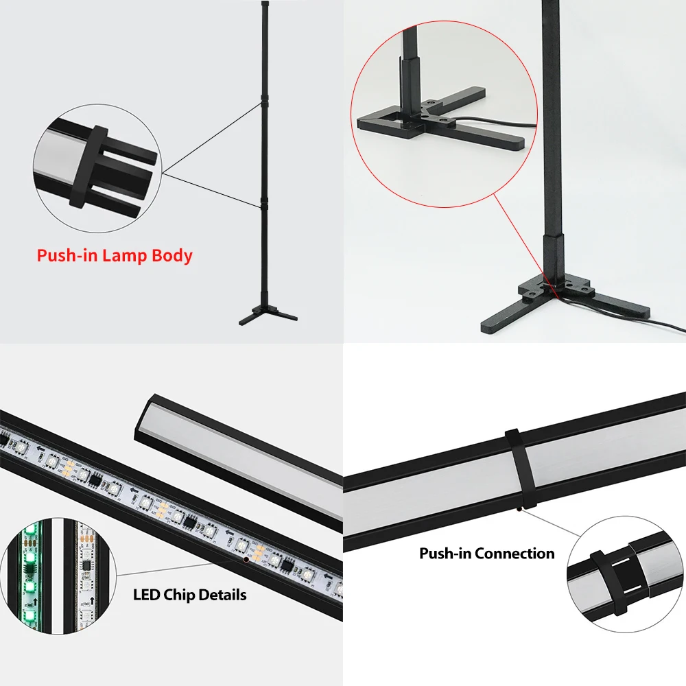 Tuya RGB LED Floor Light, Colorido, Controle Remoto, Aplicação Inteligente, Ambiente De Manto Moderno, 160cm