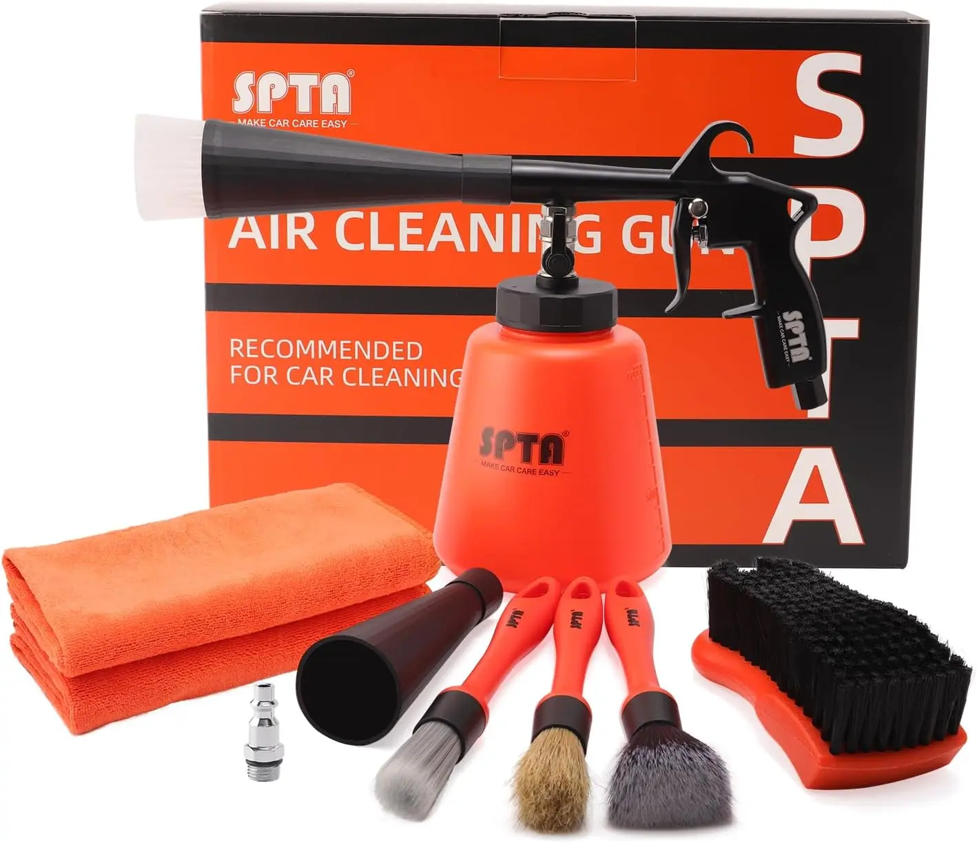 

High Pressure Car Cleaning Gun with Metal Spinner, Interior Wash Kit for Seat Carpet Dashboard, Includes 1L Bottle