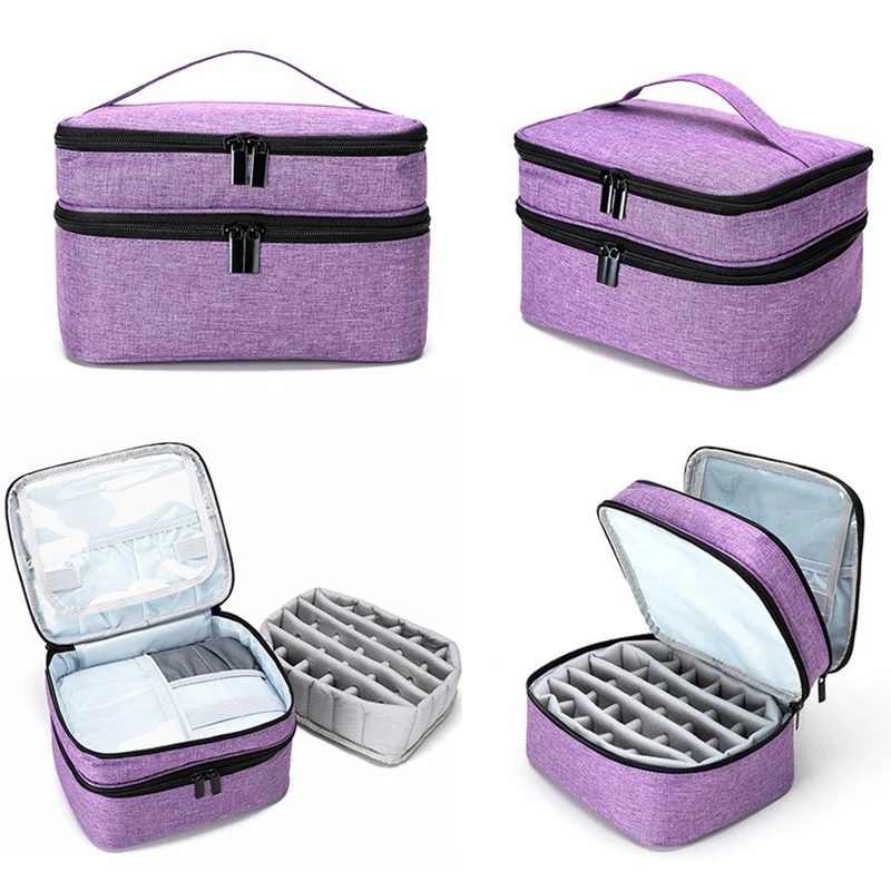 Portable Large Essential Oil Cosmetic Makeup Double Layer Nail Polish Carrying Kit Travel Storage Bag Manicure Full Set Suitcase