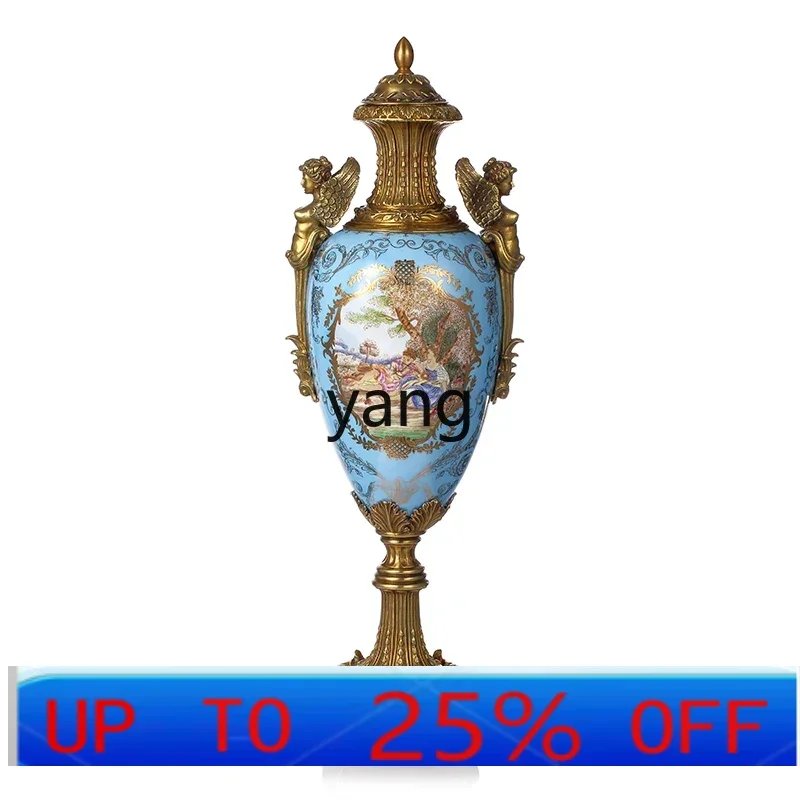 lmm  Desktop Accessories Decoration TV Cabinet Decoration High-End Luxury Ceramic Inlaid Copper Home Decoration