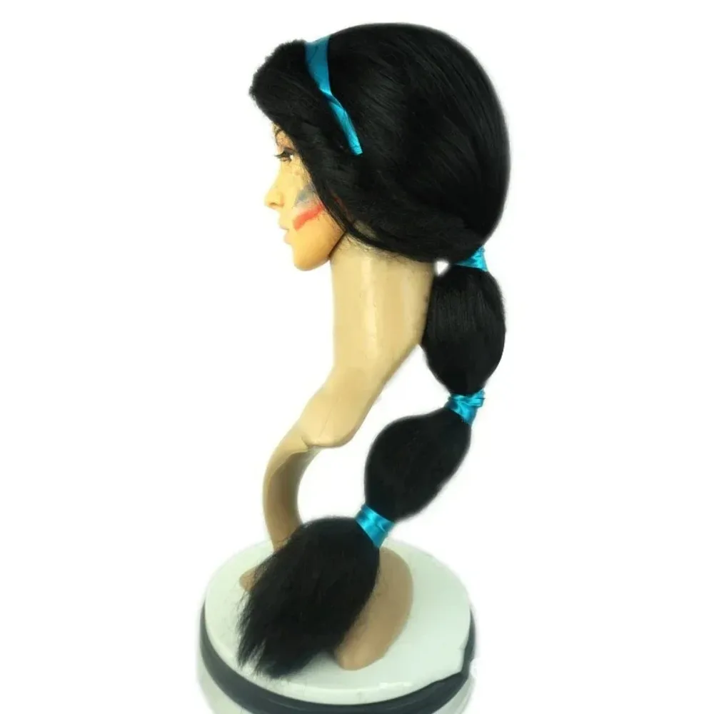Black Braid Long Hair Princess Jasmine Cosplay Wig Festival Party Stage Performance 26inch Button Net Chemical Fiber Filament