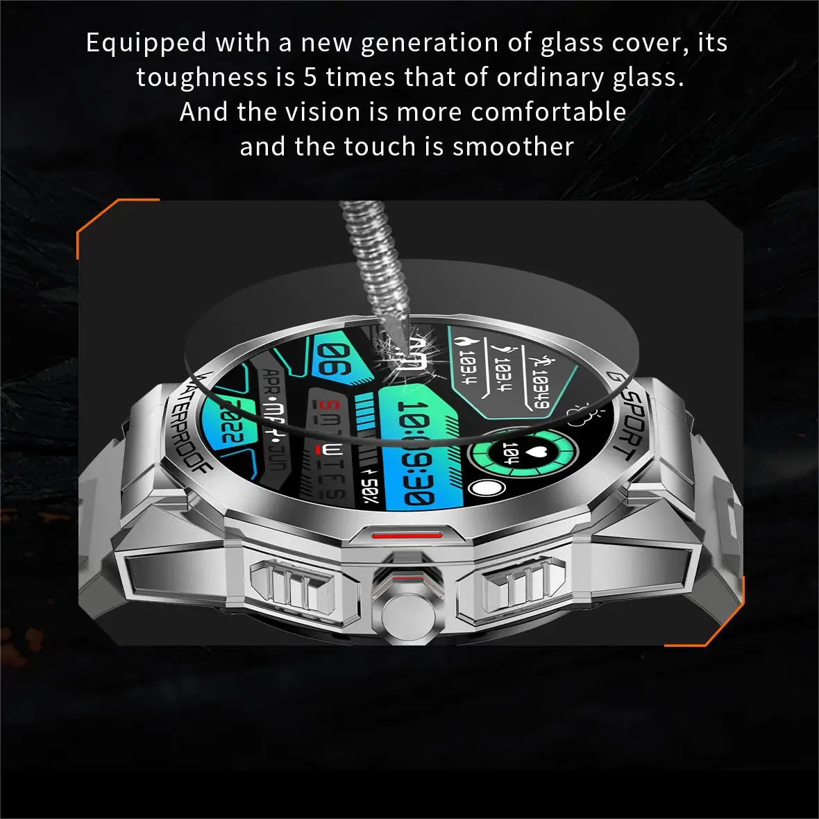 Multi-Sport Mode Smart Watch para homens e mulheres, relógio robusto, 1,46 "Display, grau militar