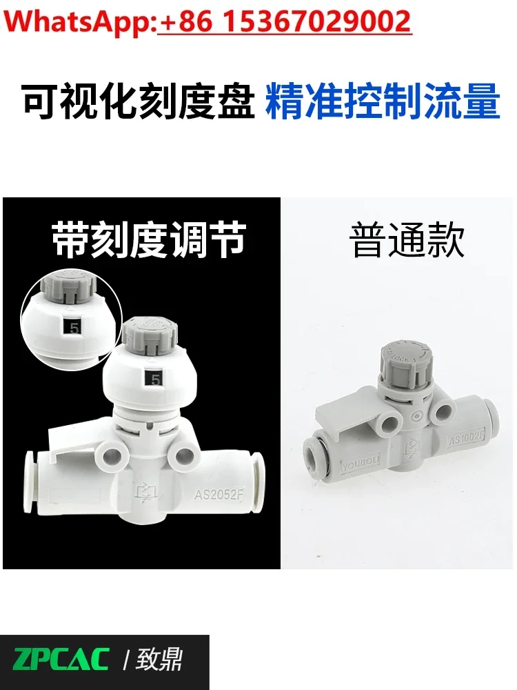10pcs   Pipeline speed control valve with graduated throttle valve AS2052FS-06/1002/2002/3002-03/04/08/12