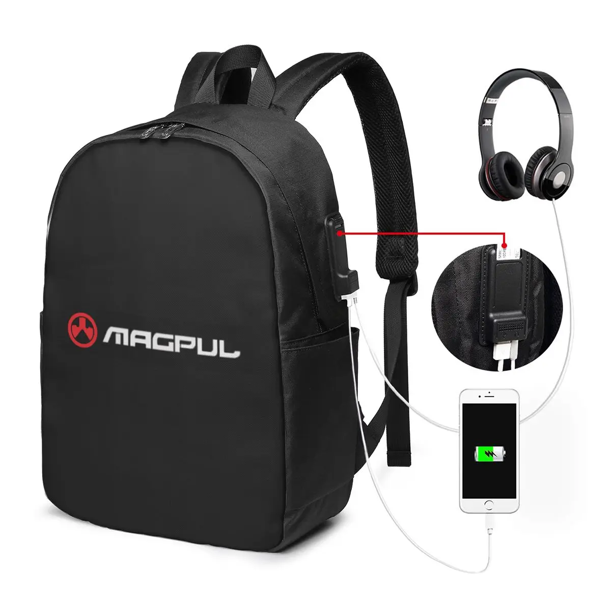 Mochila Magpul com Logo para Armas de Fogo, Pistolas, Rifles AR15 M4 M16, Mochila de Viagem, Bolsa para Notebook, Bolsa Escolar para Estudantes Universitários, Mochila para Laptop