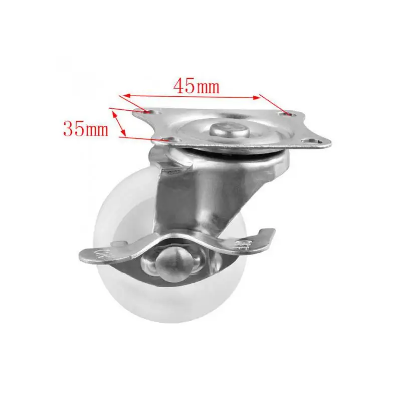 5 Packs 2 Inch Universal Belt Brake Caster Diameter 5cm White PP Flat Bottom Wheel Display Cabinet Roller