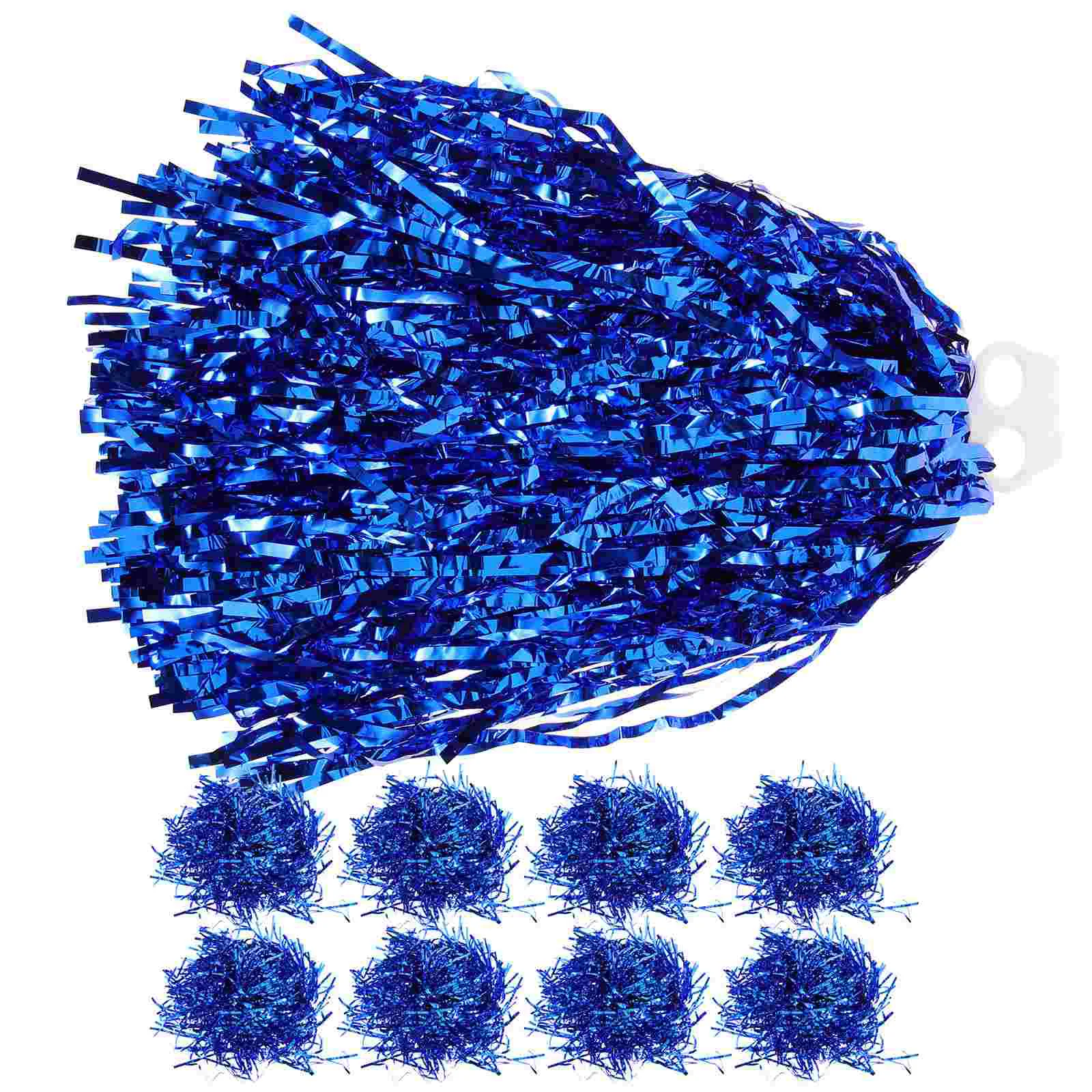 

10 Pcs Performance Props Cheerleading Bouquet Blue Pom Poms Clappers Pvc Foil and Gold
