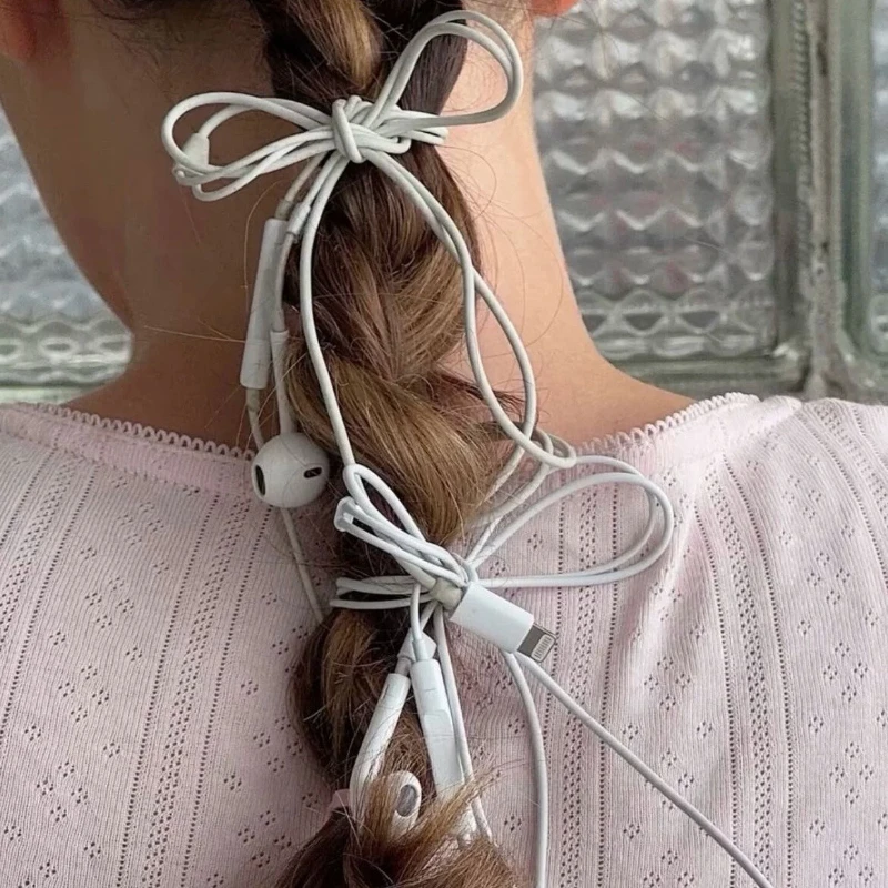 Creative Bowknot Hair Pins Made of Simulated Headphone Cable Hairclip Cute Novelty Hair Ornaments Women Street Match Decorations