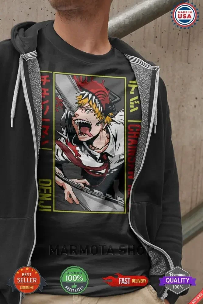 Denji Chainsaw Man Shirt Anime Tee T-Shirt Pochita Horror Manga Otaku Makima