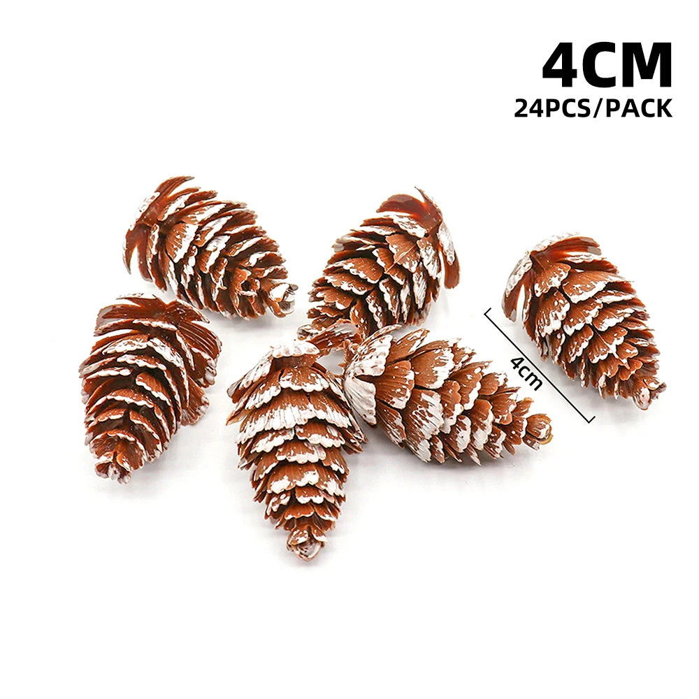 24 Stück künstliche Pflanzen, künstlicher Tannenzapfen, Weihnachtsbaum, hängende Girlande, Anhänger für Festival, Hochzeit, Party, Zuhause, Geschenk, Navidad Natal – Detail 9