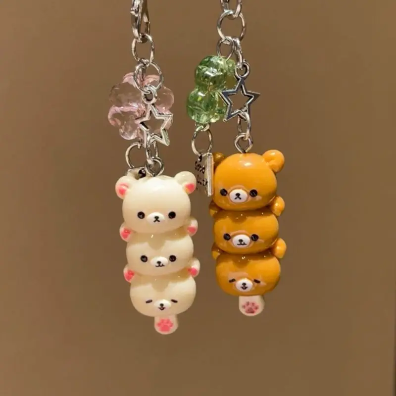 لطيف Rilakkuma المفاتيح الكرتون الدب شقيق شقيقة سلسلة هواتف محمولة زوجين أفضل صديق ملحق قلادة السكر المغلفة الزعرور