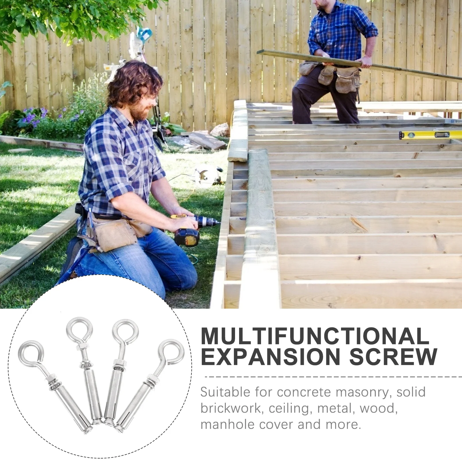 

4pcs Stainless Steel Expansion Screws Waterproof Corrosion-Resistant For Concrete Manhole Cover Fixing Fasteners