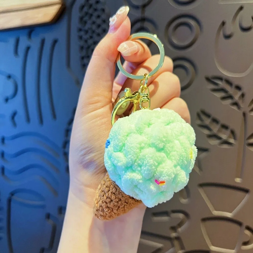 

Cute Ice Cream Plush Toy Keychain Knitted Stuffed Toy Bag Pendant Charms Fluffy Soft Cartoon Keychain for Backpack