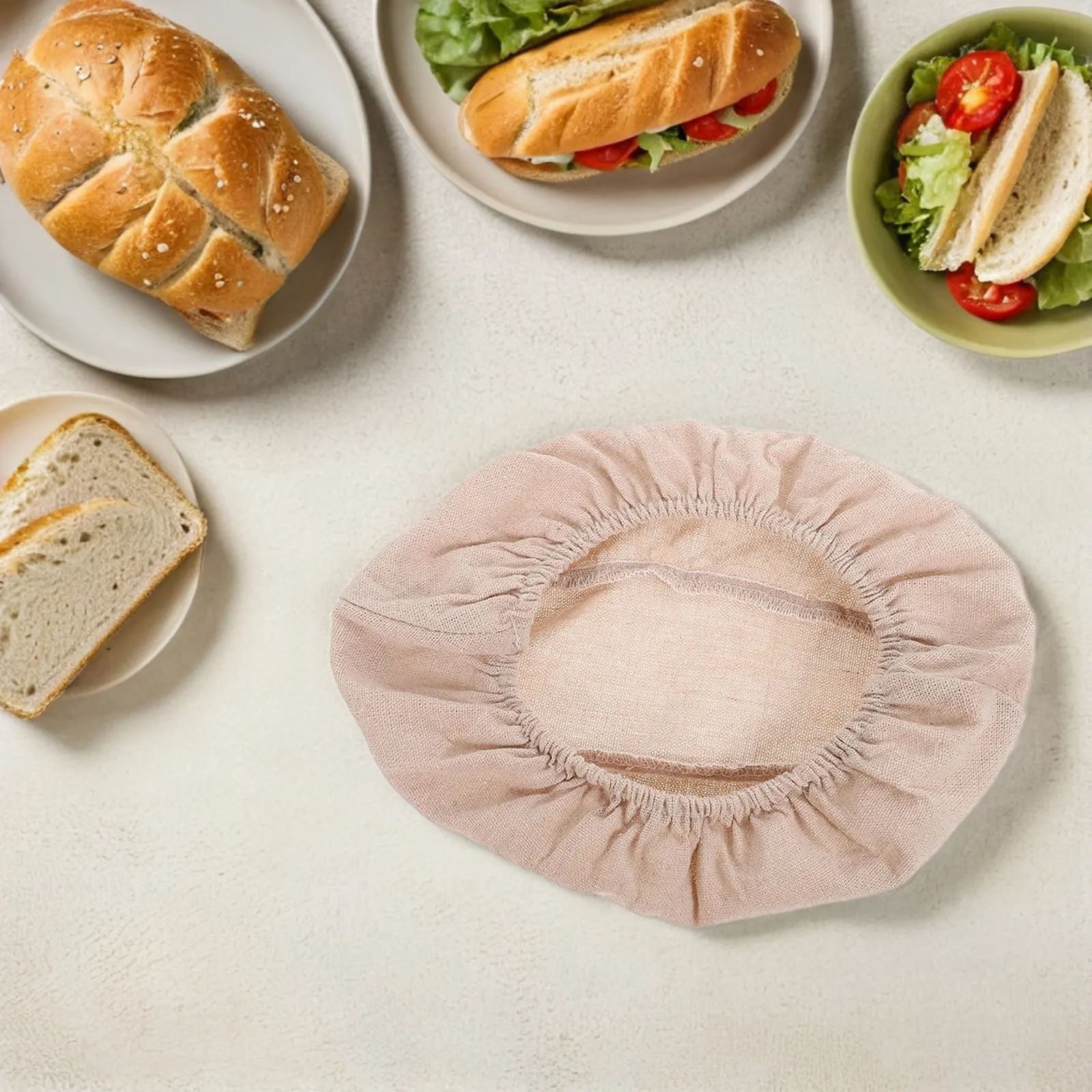 4Pcs Linen Oval Bread Basket Liner Sourdough Banneton Proofing Cover Non-Stick Dustfree Dough Fermentation Cloth Bread Proofing