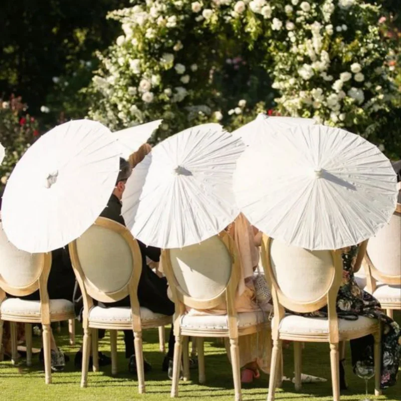 6/10/20/30PCS White Wedding Parasol Umbrella Paper Umbrellas for Guest Parasols for Sun Bridal Photography Props 60/80cm