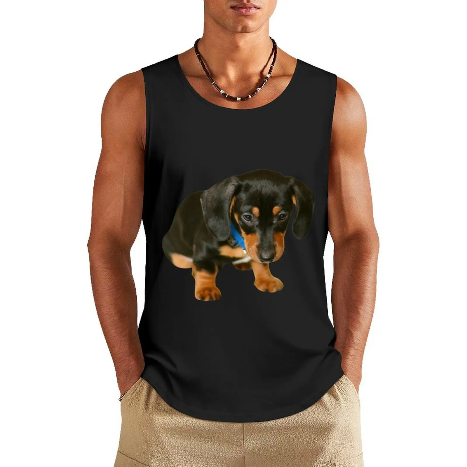 

Daschund Puppy Tank Top Men's sleeveless t-shirt t shirts vest men singlet for men