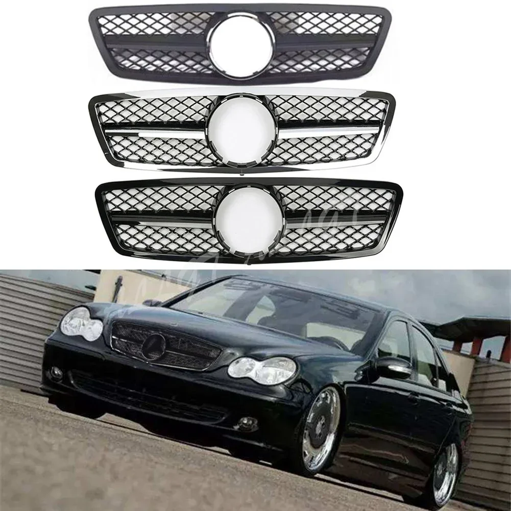 Car Front Upper Grill Bumper Grille fit For Mercedes Benz C-Class W203 C280 C320 C240 C200 AMG Style 2001-2007 Four Doors