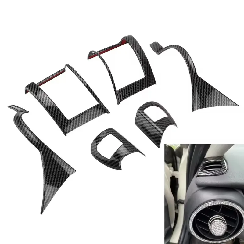 

6pcs/set Car Dashboard Air Vent Cover Trims For BMW Mini Cooper Hatchback F55 F56 F57 2014‑2021 Carbon Fiber Style