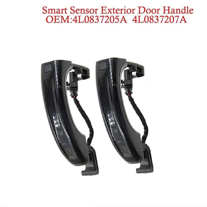 2Pcs Car Black Smart Sensor Exterior Door Handle W/Key Button For  Q7 2007-2015 4L0837205A 4L0837207A 4L0 837 205B