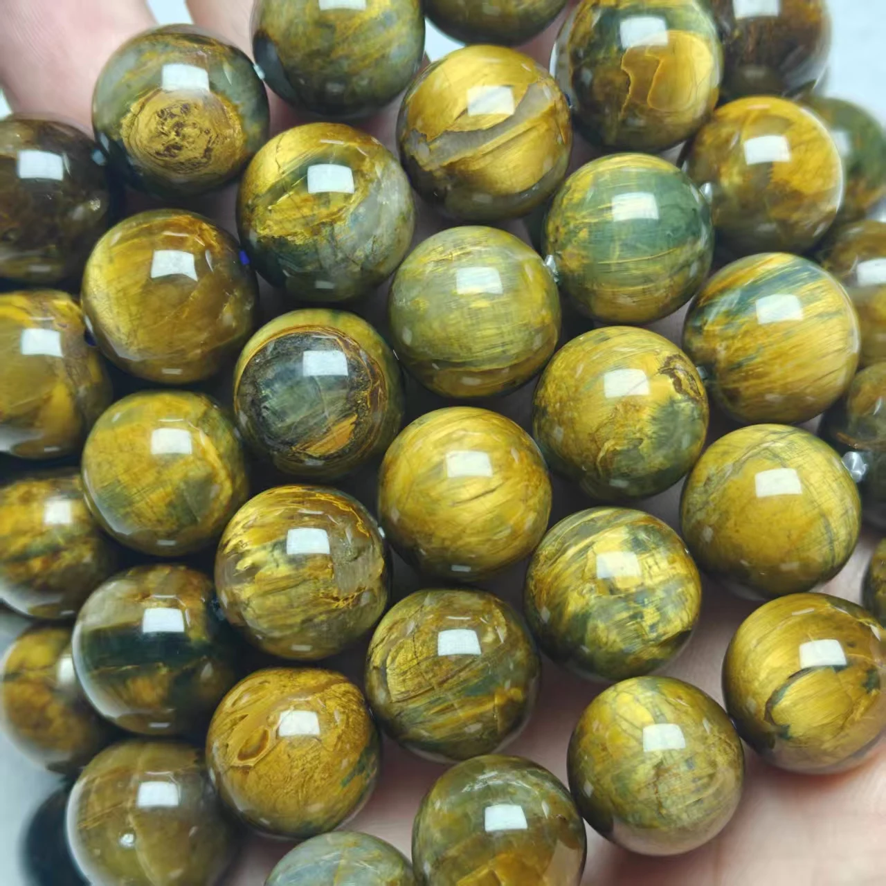 Natürliche AAA Gelb-Blaue Pietersite Glatte Runde Lose Perlen Schmuck DIY Zubehör, Armbänder und Passende Perlen – Detail 4