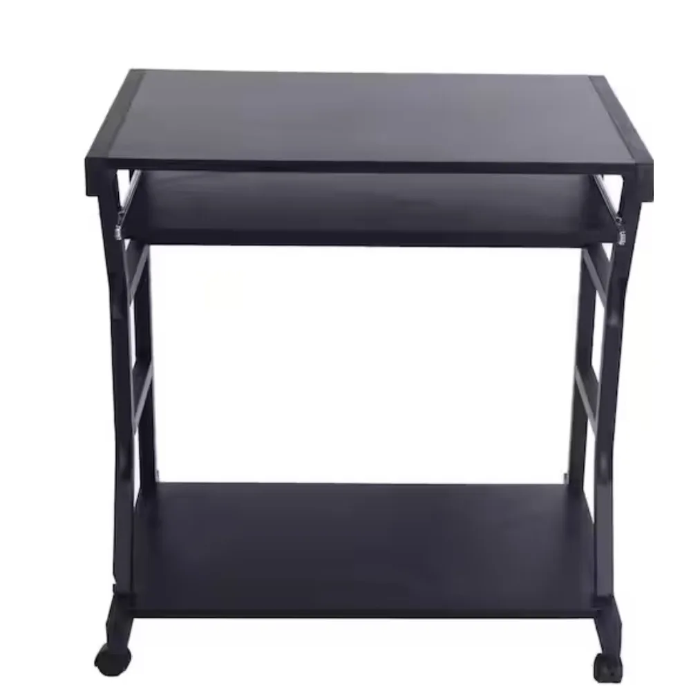 

Fixed Height Mobile Computer Desk - Rolling Laptop Stand Cart, Small Standing Portable Overbed Bedside Desk
