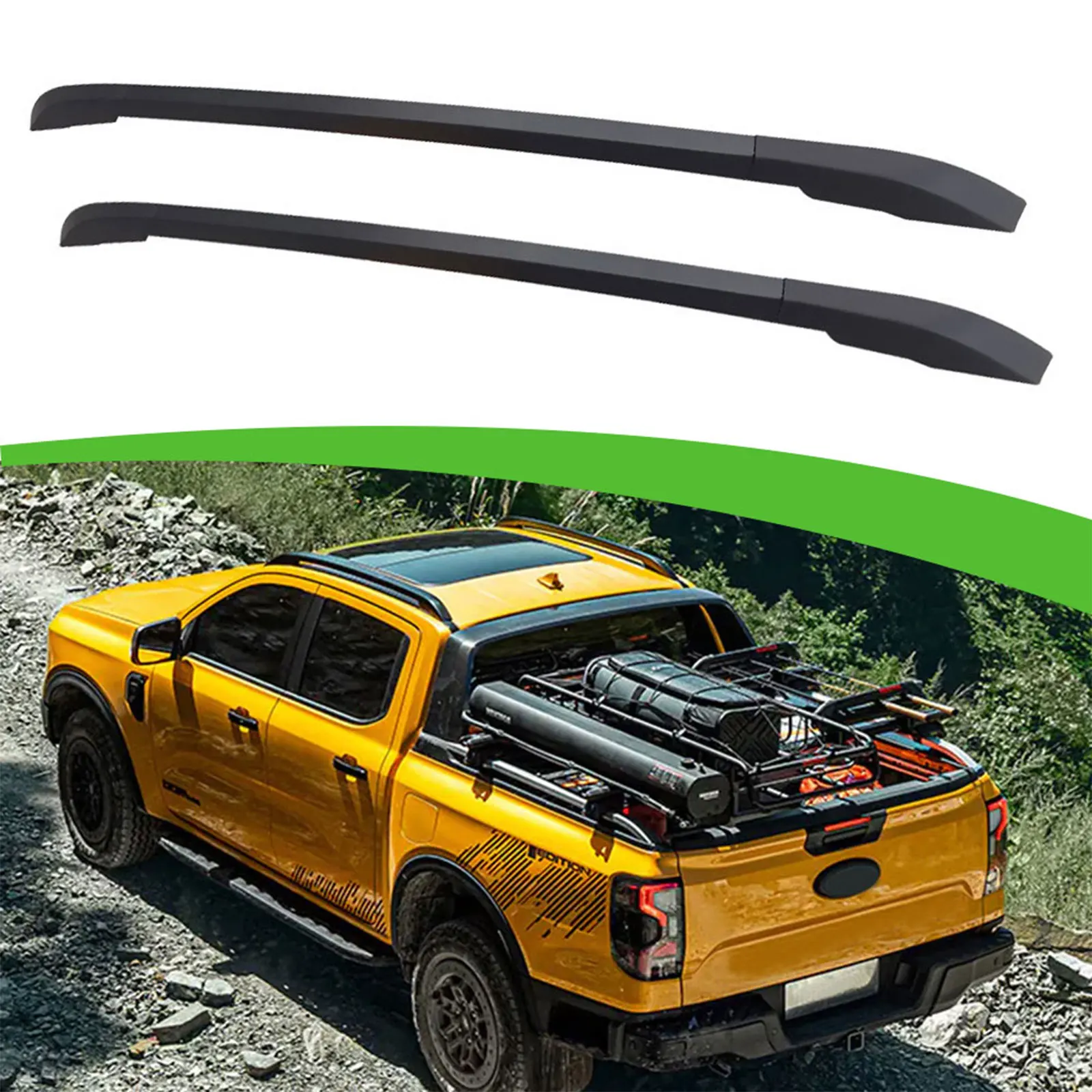 2Pcs Aluminum Black Roof Rail Rack Side Rail Bar Fits for Ford Ranger T9 2023 2024