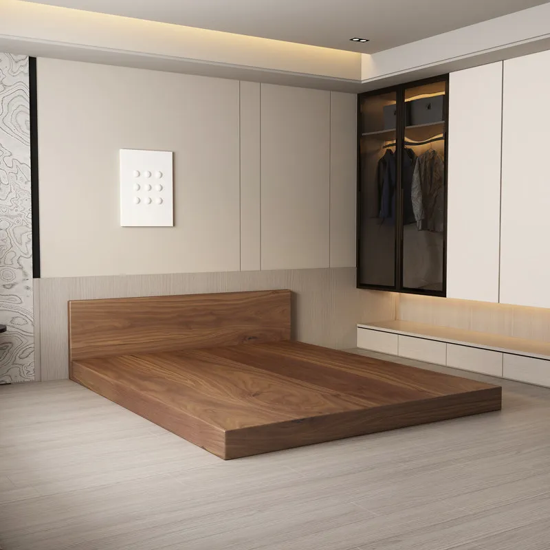 Customized platform tatami 3 meters bed low king floor solid wood floor low bed Chinese widening thin