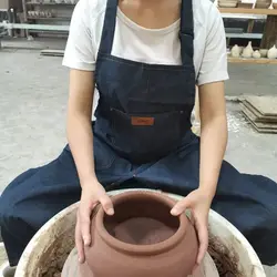 Denim Split Leg Pottery Apron Pocket Mud-retaining Ceramic Sculpture Overalls Anti-fouling Adjustable Potters Work Apron