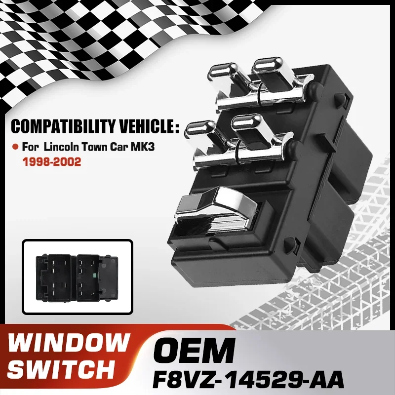 

Power Master Window Control Switch Regulator Button For Lincoln Town Car FN145 MK3 1998 1999 2000 2001 2002 F8VZ-14529-AA 12Pins