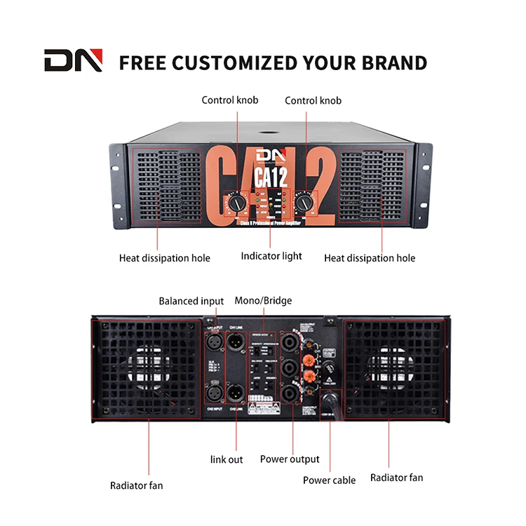 

2 Stereo 2300w 2 Channel Professional Power Amplifier for Headphones