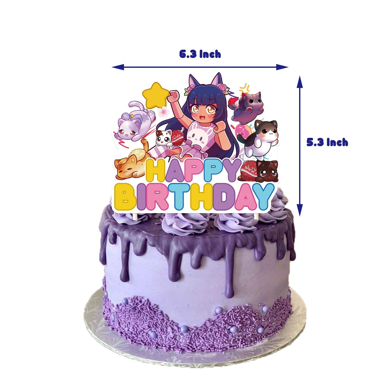 Aphmau Plushies series Birthday Party dinnerware Disposable Banner Cake Topper Hanging Flag Cute cat Balloon Birthday Decoration