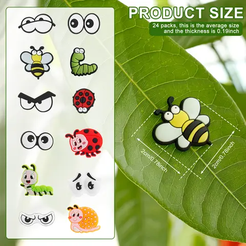24Pcs 화분에 심은 식물 자석 방수 식물 자석 다양한 모양 자기 식물 장식 사무실에 대 한 식물 자석 장식