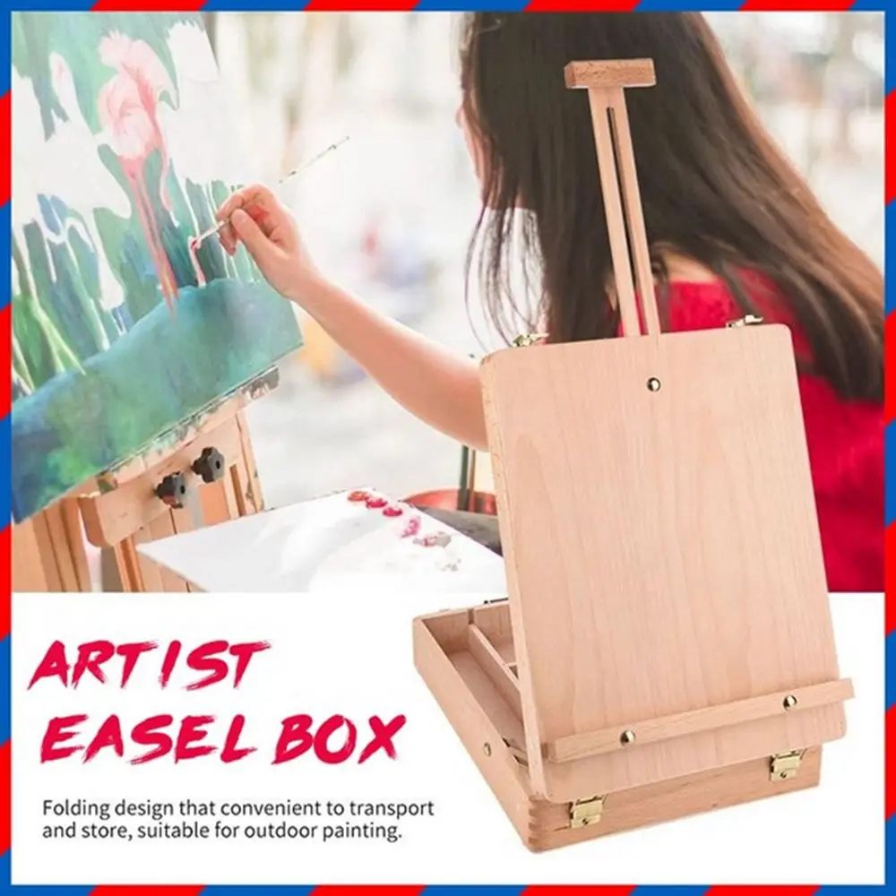 Children Artist Desktop Art Table Easel Sketch Box Oil Paint Painting Supplies