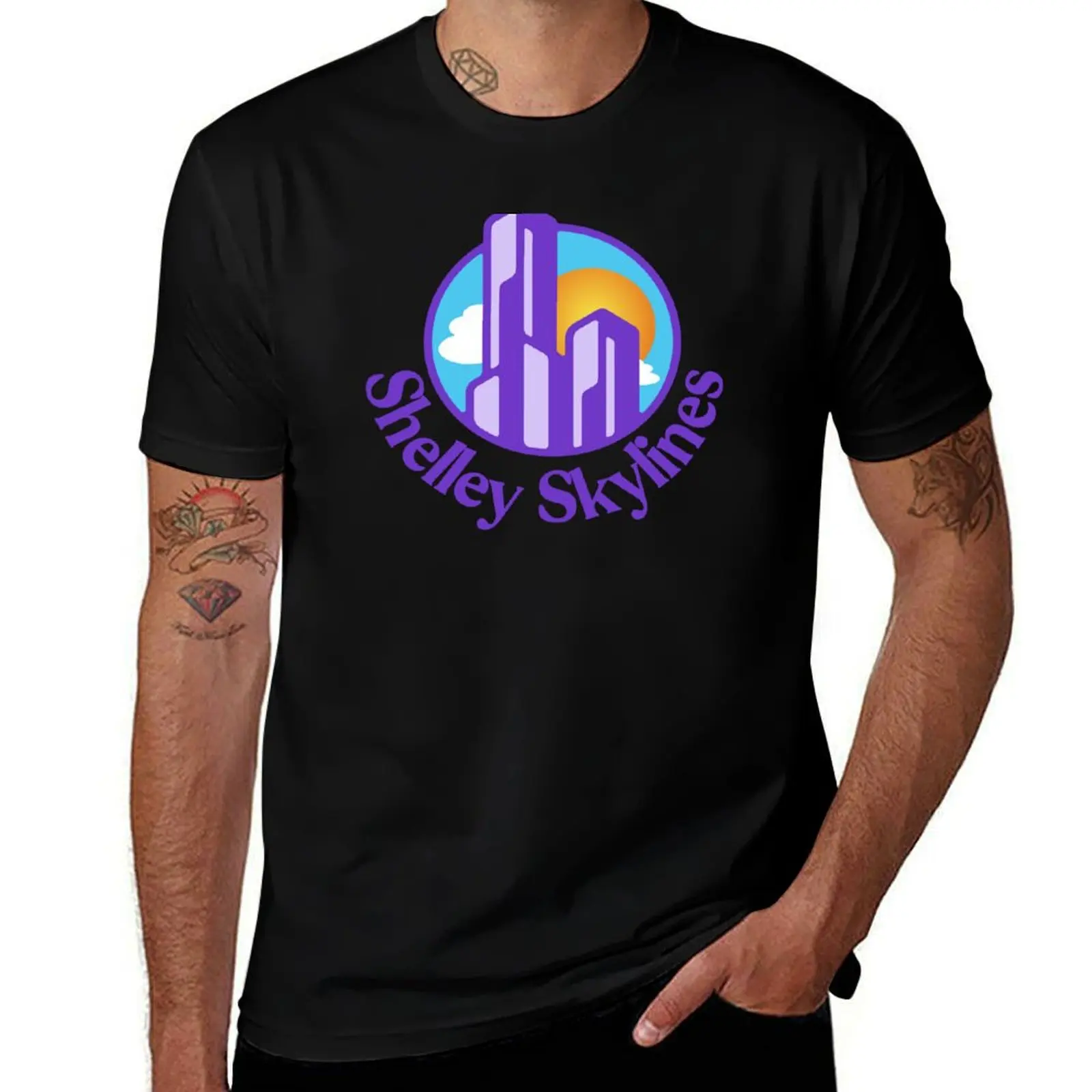 Shelley Skylines T-Shirt graphics plain shirts graphic Men's cotton t-shirt