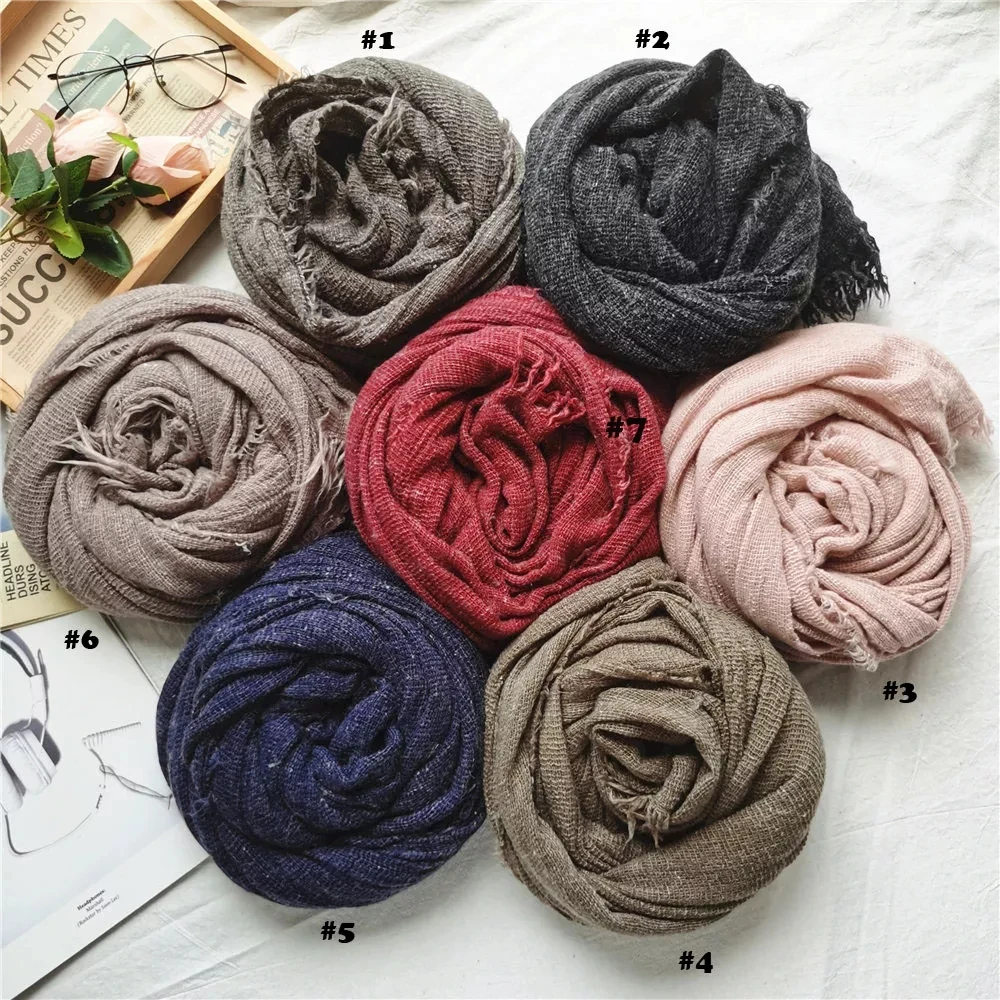 

2022 Newest Women Plain Color Solid Hollow Scarf Cotton Scarf Shawls