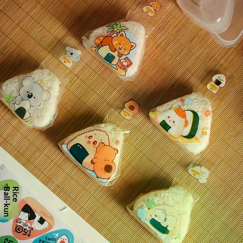 (50Pcs Cute Cartoon Onigiri Packaging Bags Food Safe Material Self Sealing Design Perfect For Home Bento Picnic Lunch Packing)
