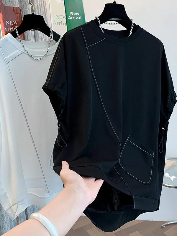 

Новая летняя свободная повседневная футболка Batwing Sve для похудения больших размеров ort Sve Универсальная хлопковая круглая футболка Ne Regular Length