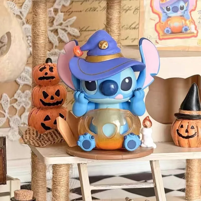 Disney Stitch Halloween Action Figure Cartoon Pumpkin Monster Devil Werewolf Stitch PVC Model Sculpture Collection Doll Gifts