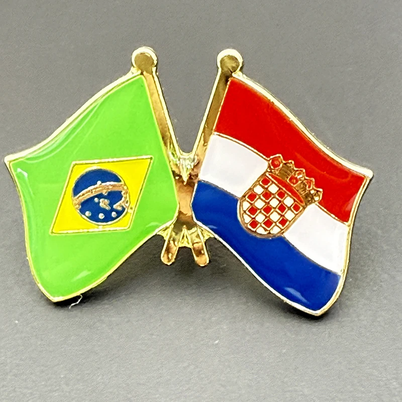 Brazil & Croatia Friendship Flag Metal Lapel Pin Flag Pin Badge