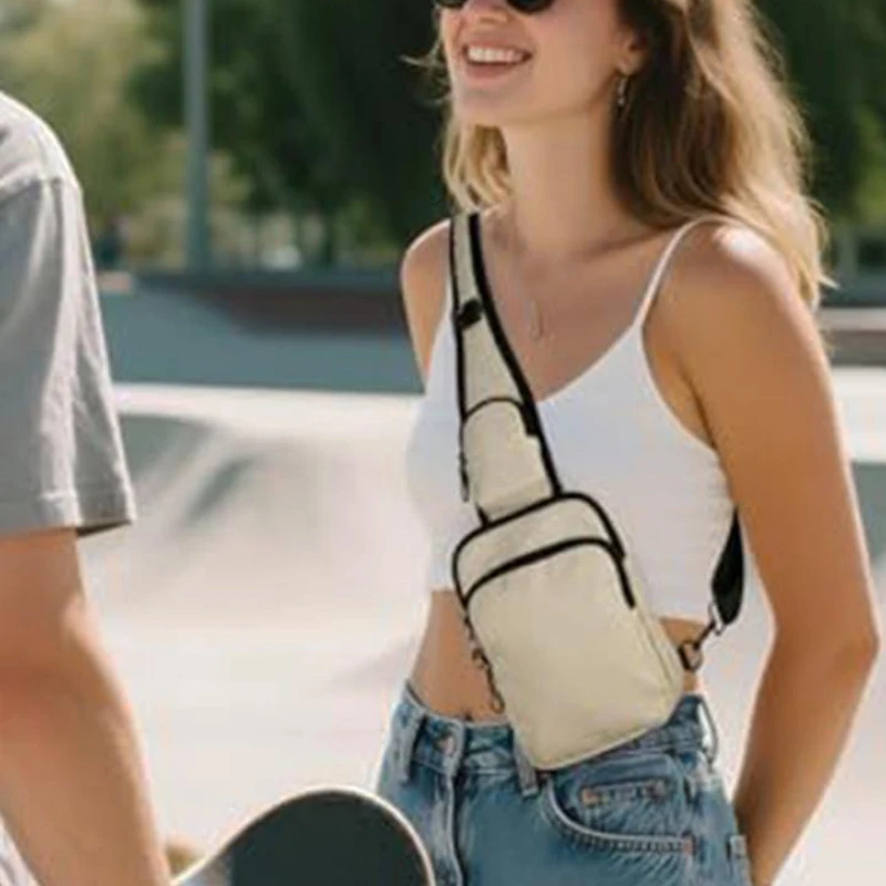 Casual Nylon Crossbody Bag Outdoor Travel & Hiking Crossbody Bag Multi-layer Storage Practical Portable Zippered Purse Unisex