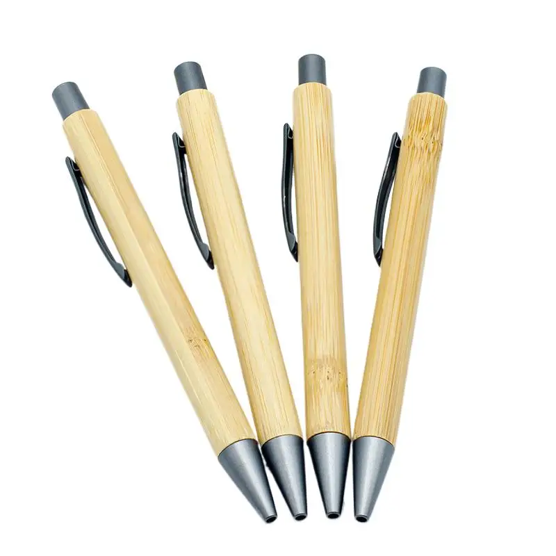 

100pcs Environment Friendly bamboo wood ballpoint pen black ink 1mm