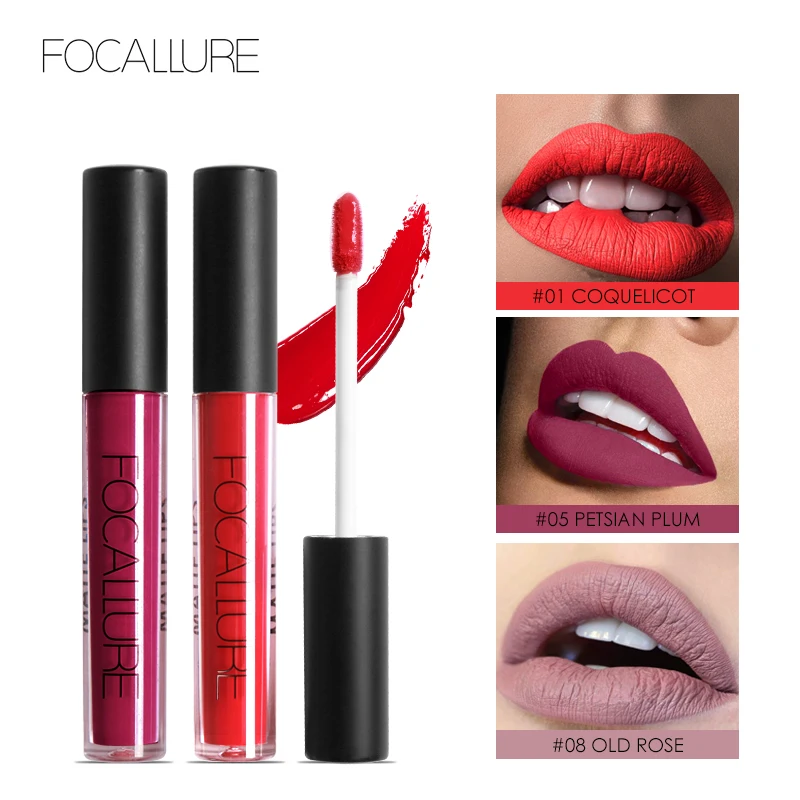 FOCALLURE Waterproof Matte Liquid Lipstick Long-lasting Lip Tint Nude Lipgloss Shimmer Lipglosses Beauty Makeup Women Cosmetics