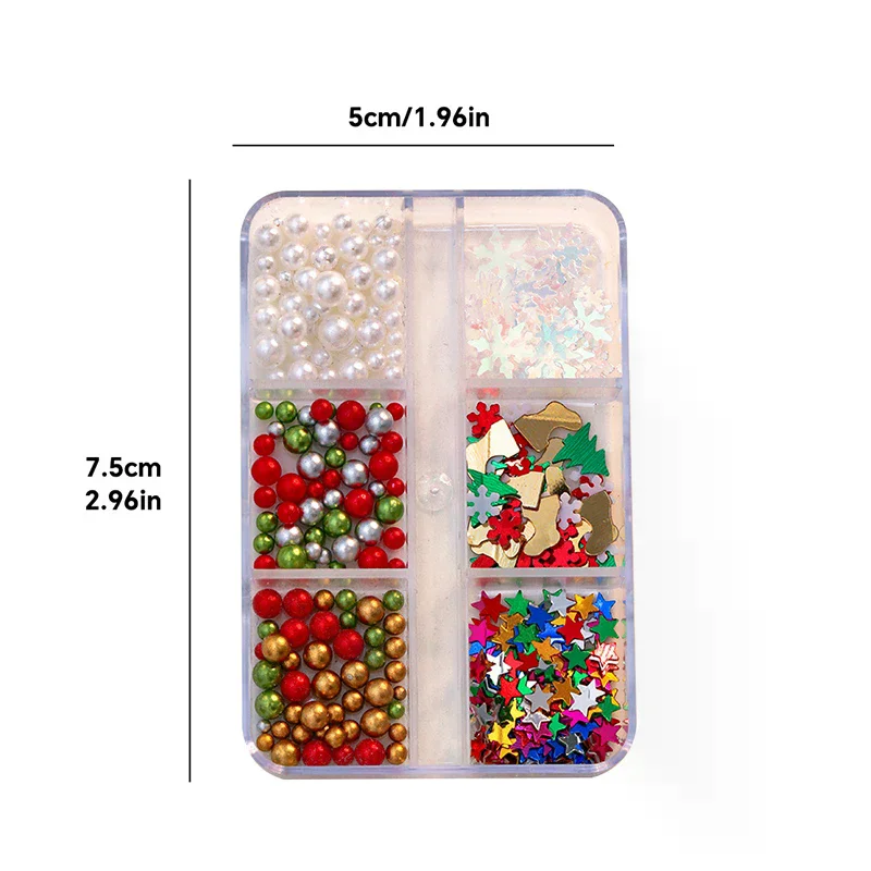 Diamantes de imitación de perlas rojas/verdes para uñas, cuentas coloridas nacaradas de tamaño mixto, dijes Nali, joyería de manicura navideña