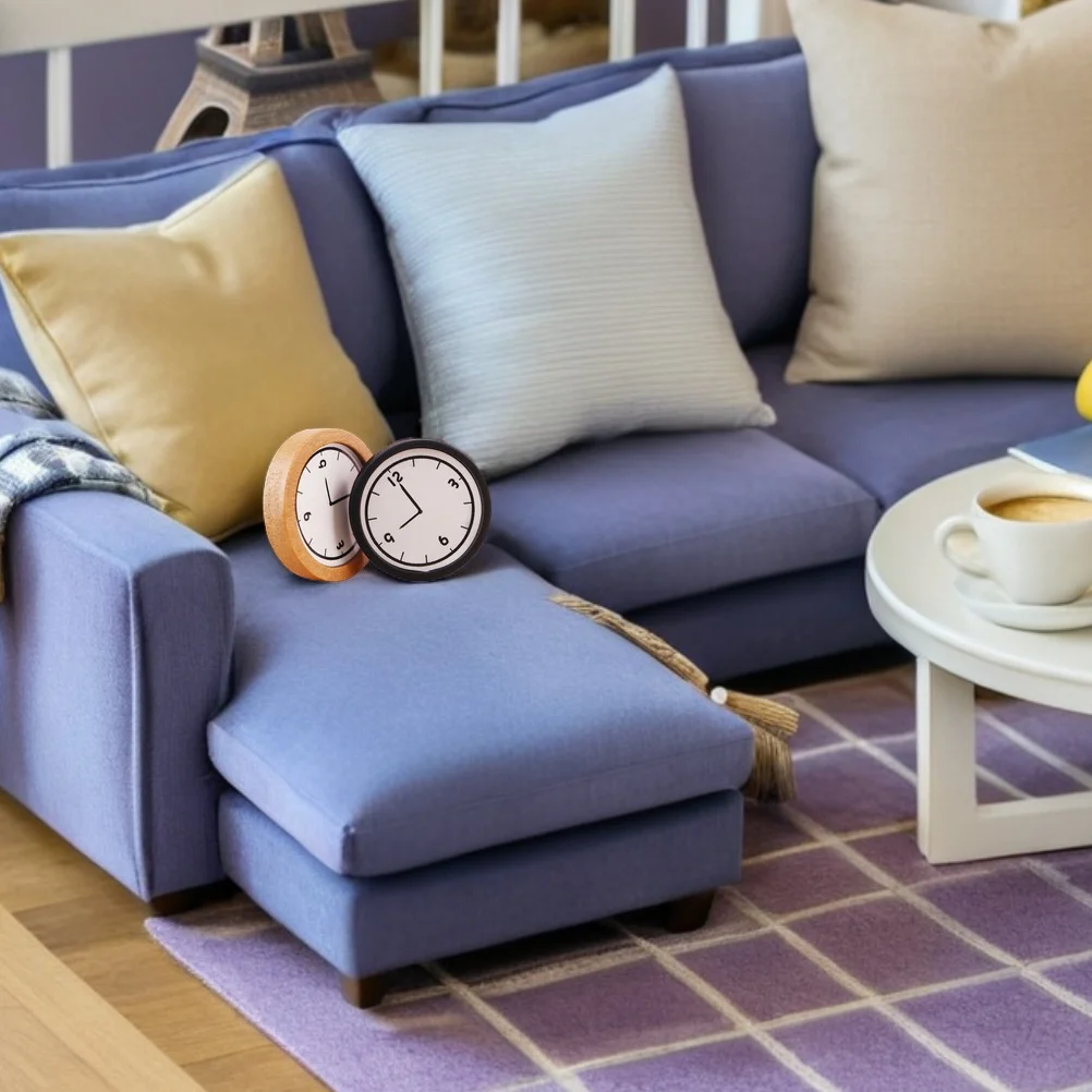 

2Pcs Wooden Miniature Wall Clock for Dollhouse 1:12 Scale Realistic Small Size Decoration Ideal Collector's Item Home Interior