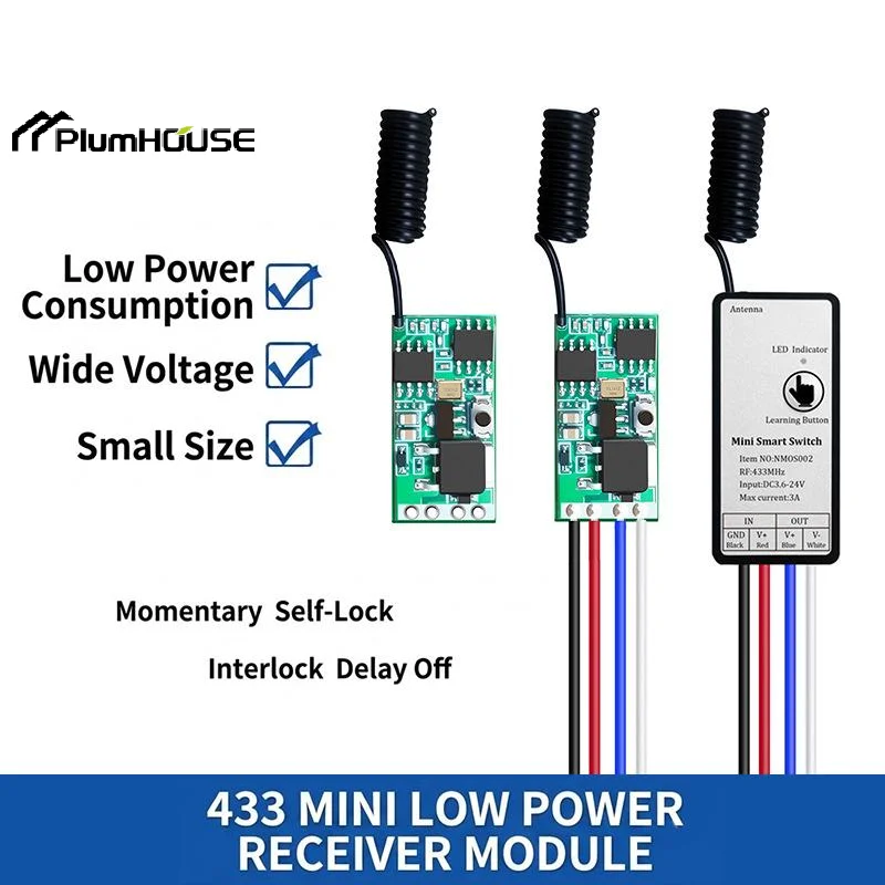 433MHz Wireless RF Remote Control DC 3.6-24V Mini Relay Wireless RF Remote Control Switch LED Lamp Controller