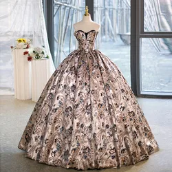 Strapless Quinceanera Dresses 2023 New Luxury Party Dress Classic Lace Ball Gown Real Photo Prom Dress Plus Size Vestidos