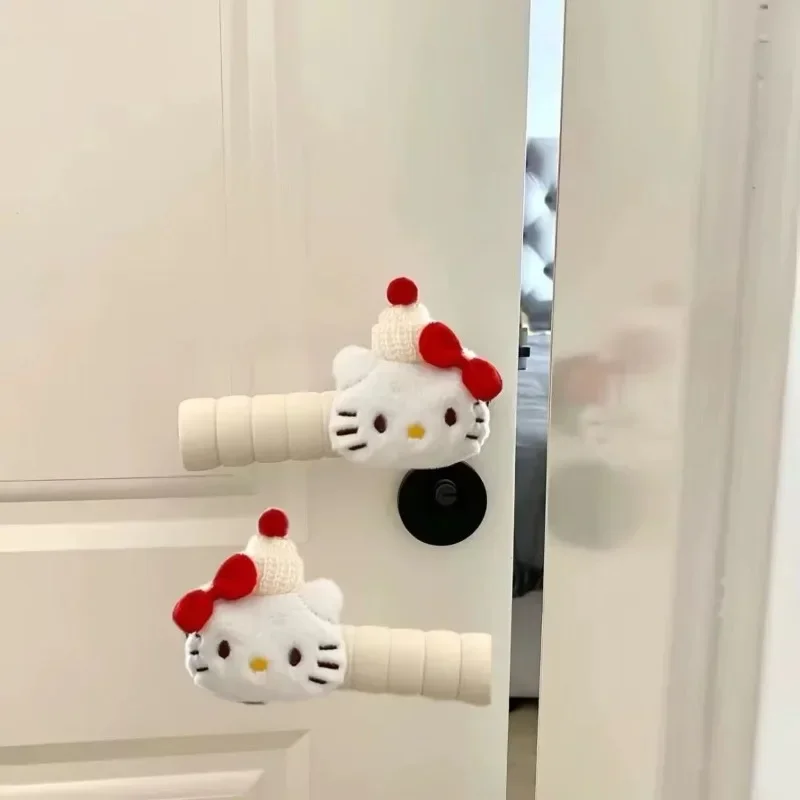 

Lovely Hello Kitty Anime Kawaii MINISO Ins Doorknob Gloves Cute Cartoon Children Round Protective Cover Door Decoration Gifts
