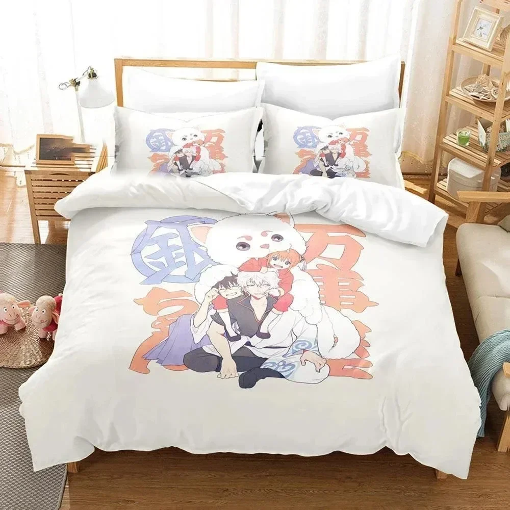 3D Printed Gintama Bedding Set Anime Gintoki Sakata Duvet Cover Double Twin Full Queen King Adult Kids Bedclothes Quilt Cover a